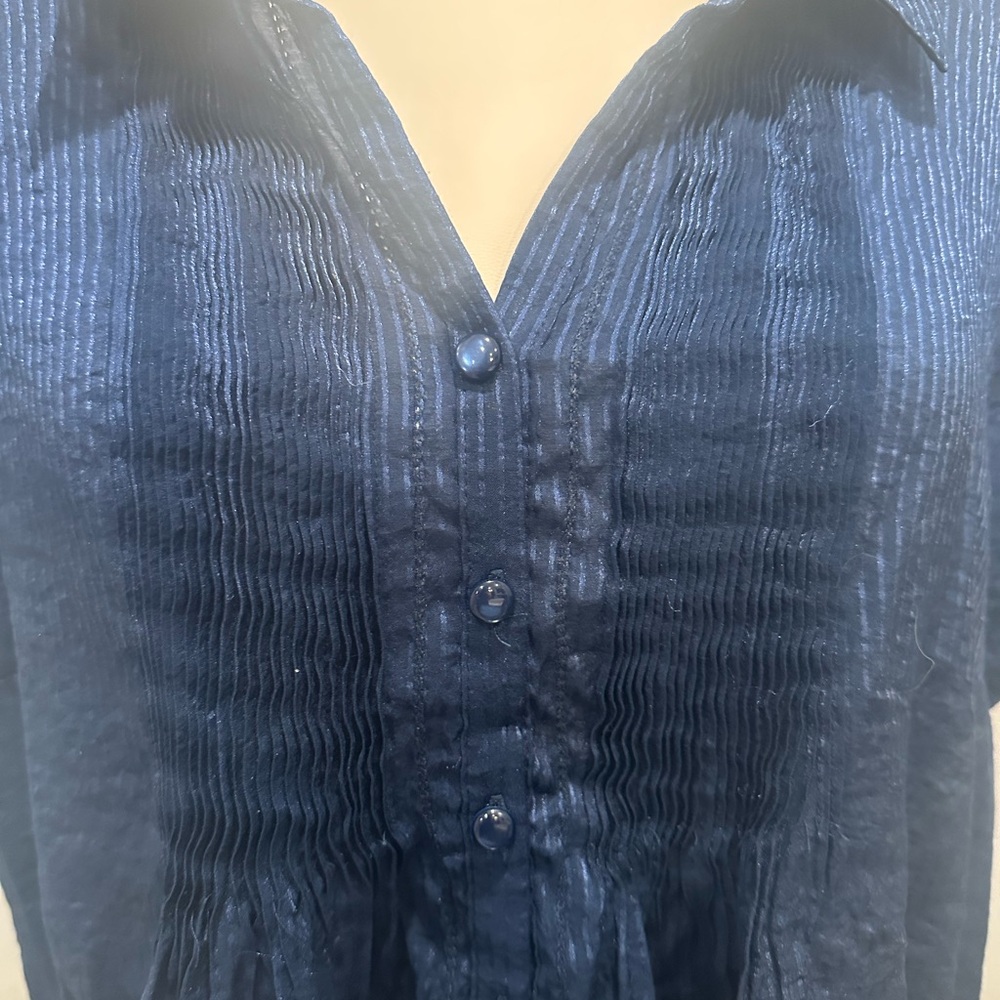 Coldwater Creek Dark Blue Button-Down‎ Shirt - Picture 3 of 5